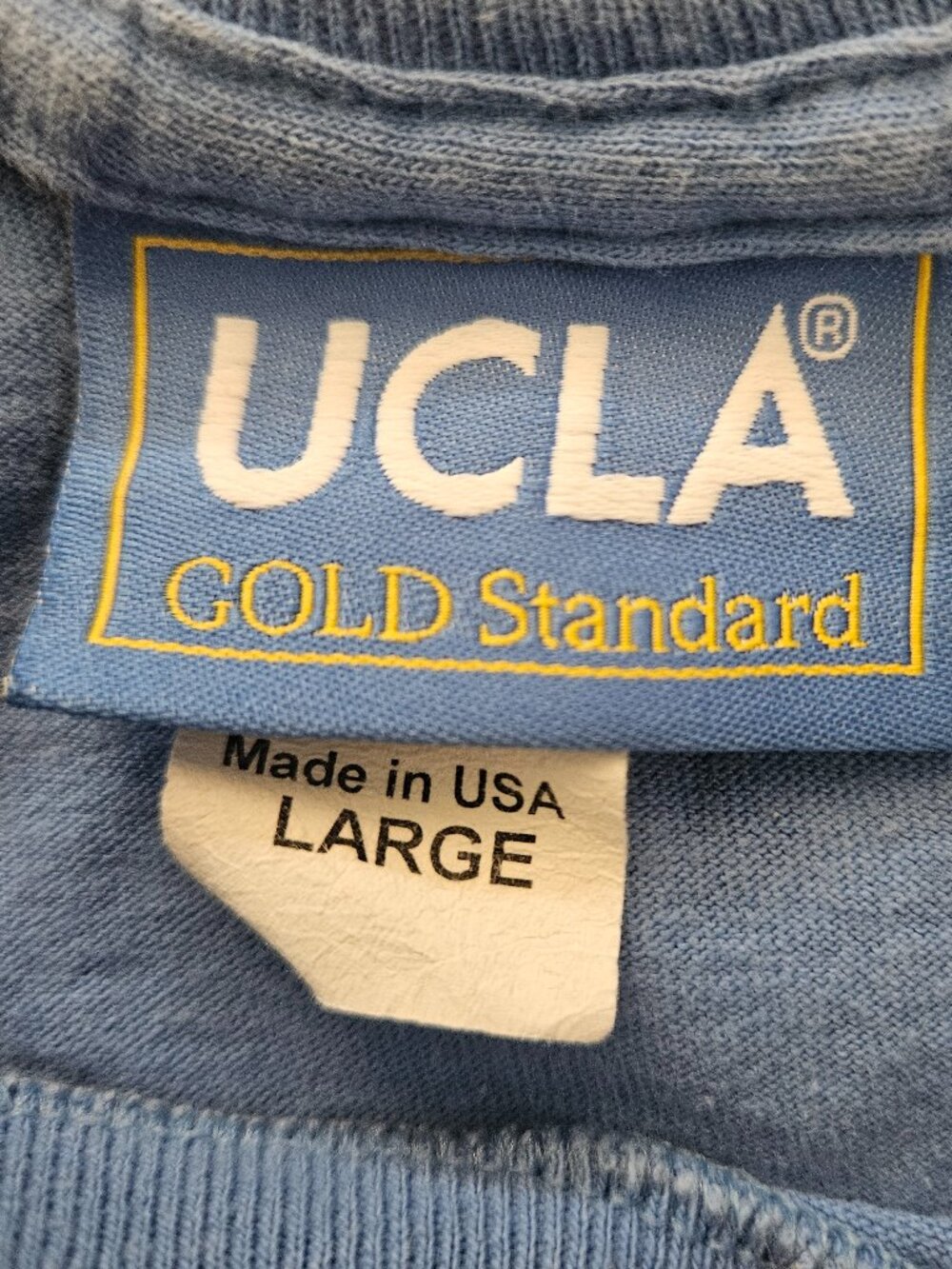 Light Blue Men's cotton tee with Yellow UCLA logo - men's Large - Picture 3 of 3